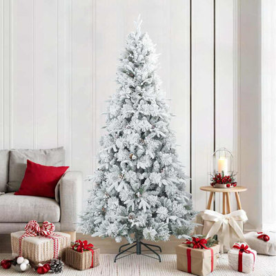 Artificial Hinged Christmas Tree Snow Flocked White
