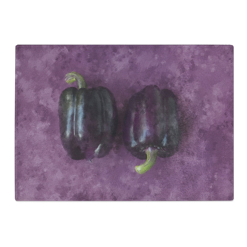 Purple Bell Peppers Painting Chopping Board, 0.4cm H x 28.5cm W x 39cm L
