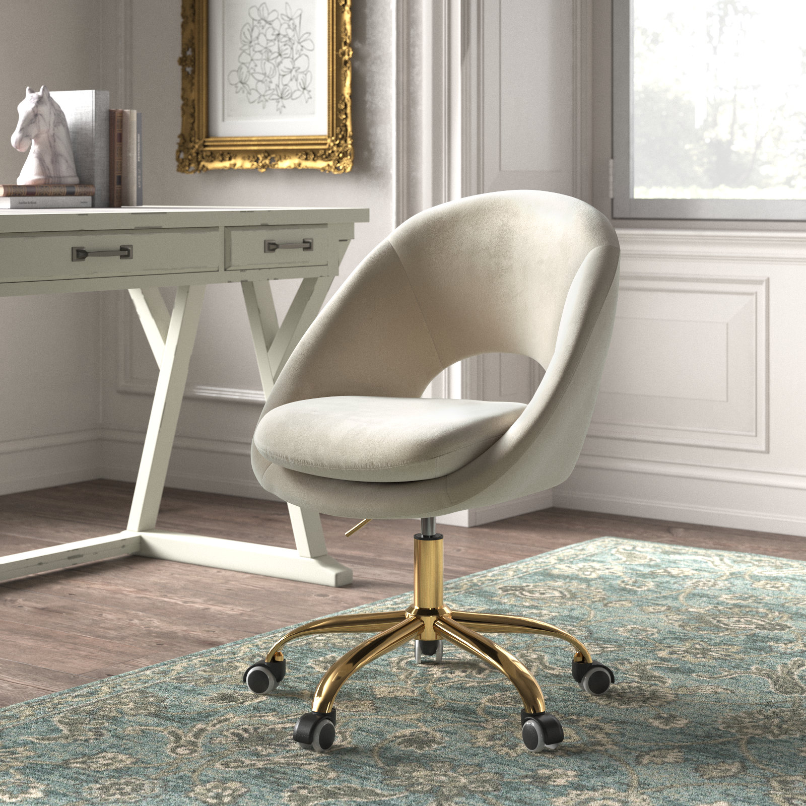 Louise Velvet Modern Task Chair with Ergonomic Design