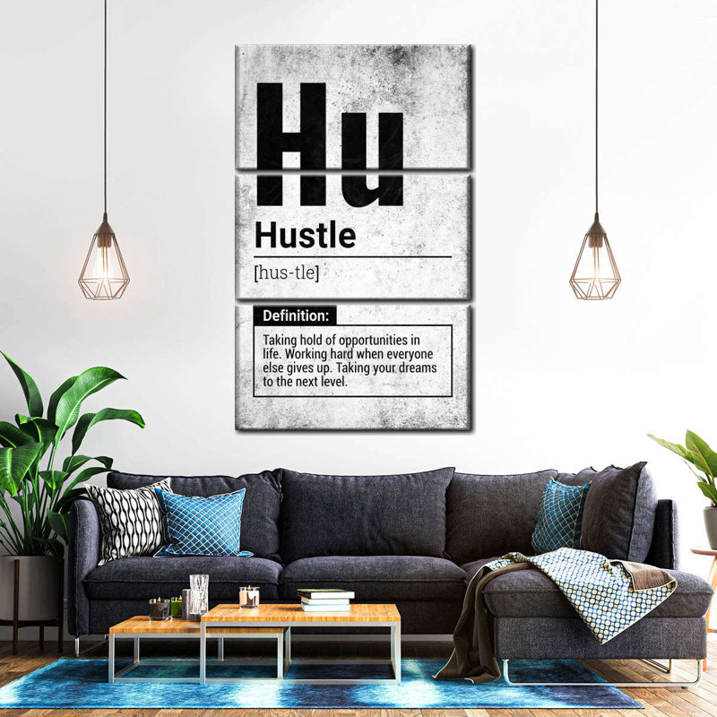 Hustle Definition Grunge Multi Piece Canvas Print, H 45 po x l 28 po x P 1,25 po