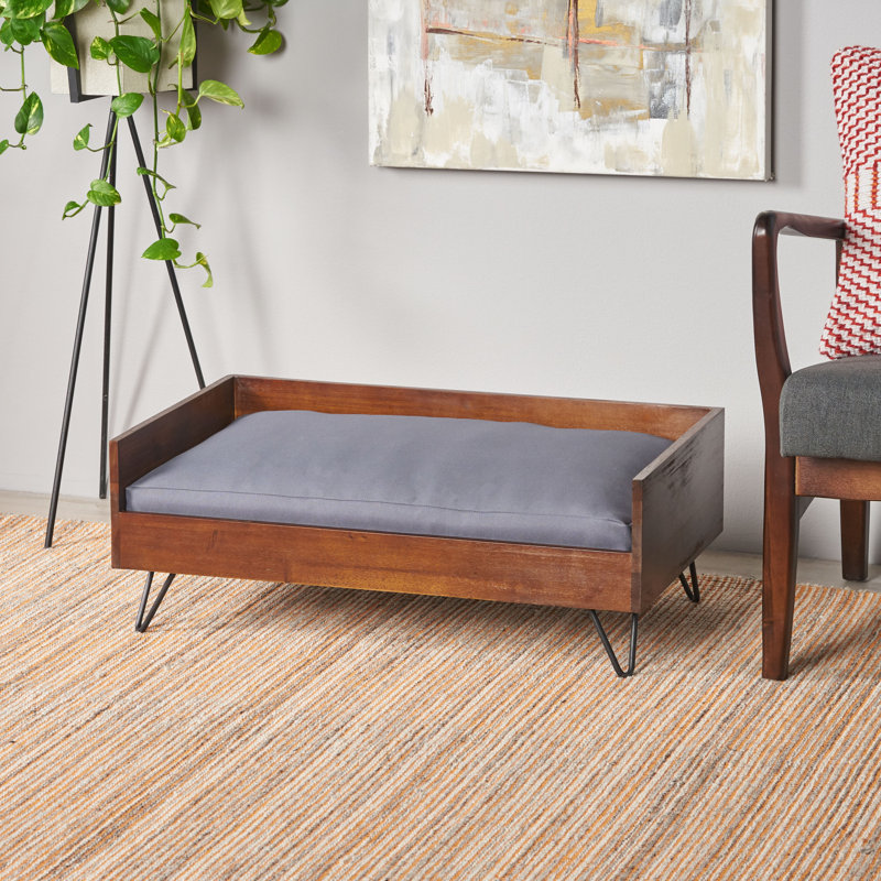 Canapé pour chien moderne Mid-Century Kaylor, Chêne foncé / noir / gris foncé
