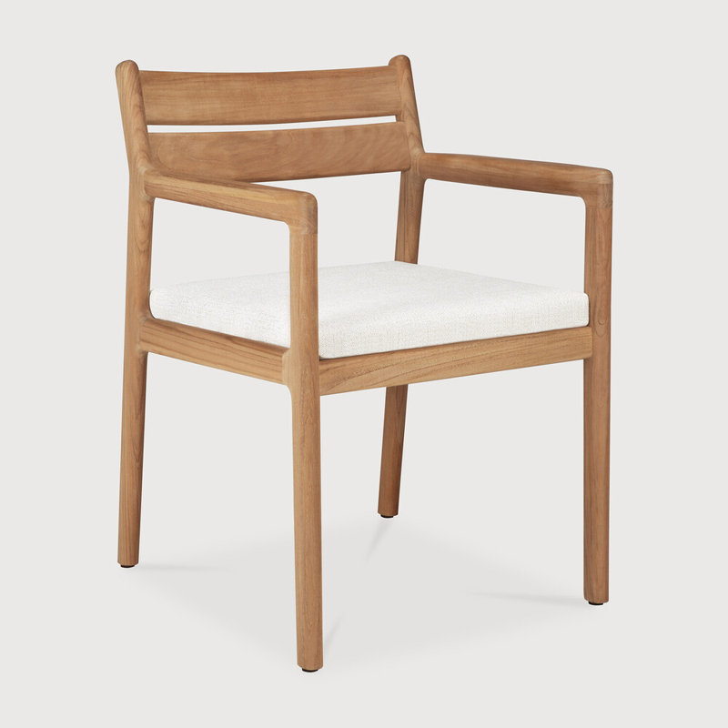 Jack Outdoor Teak Dining Armchair, Off White