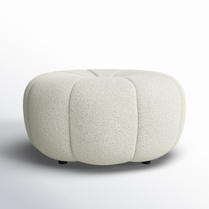 Chester - Contemporary Light Grey Sherpa Ottoman