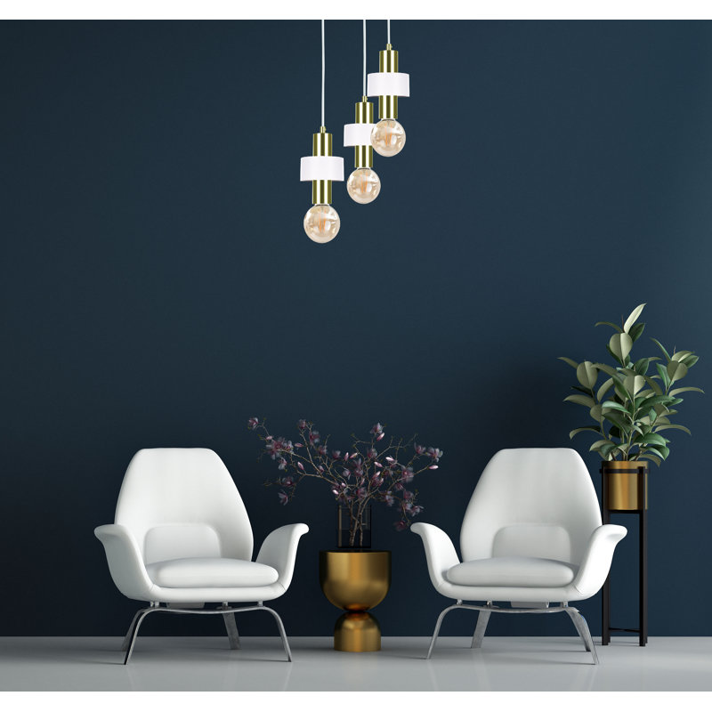 Bernda 3 - Light Cylinder Pendant, White/Gold