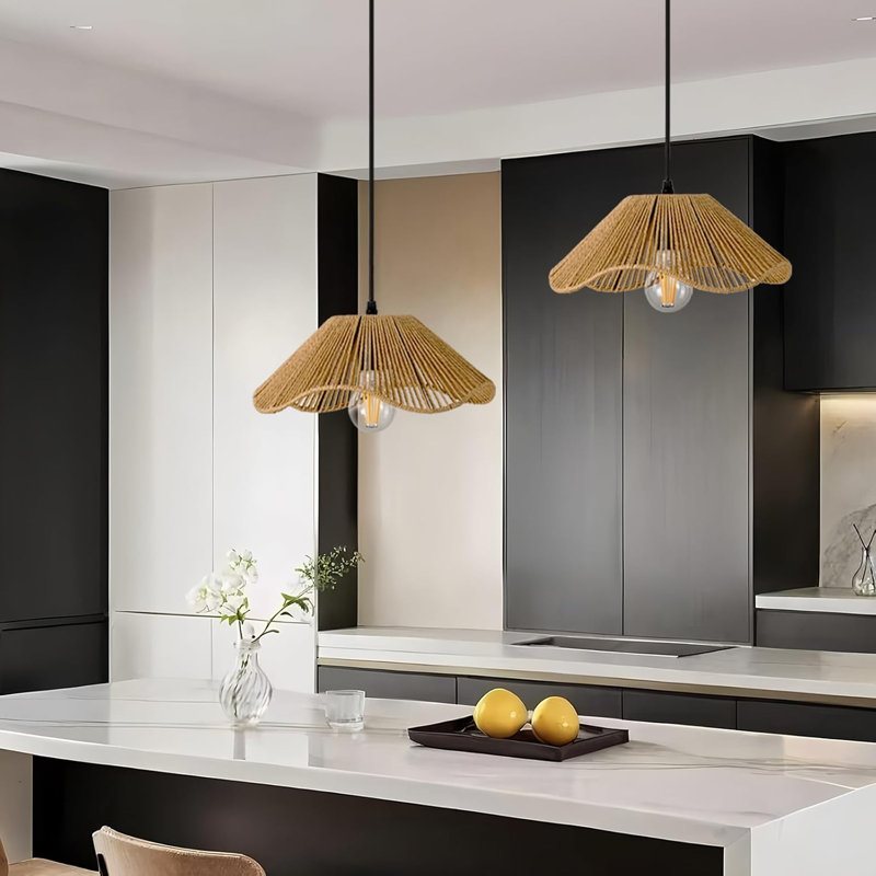 Ensemble de 2 luminaires suspendus en rotin