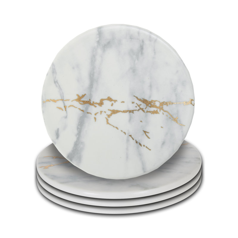 Marble Round 4 Piece Coaster Set