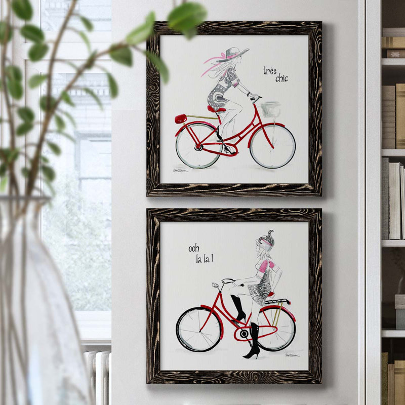 Tres Chic - Ensemble de 2 peintures sur toiles encadrées, Cadre noir, H 27,5 po x l 55 po x P 1,5 po