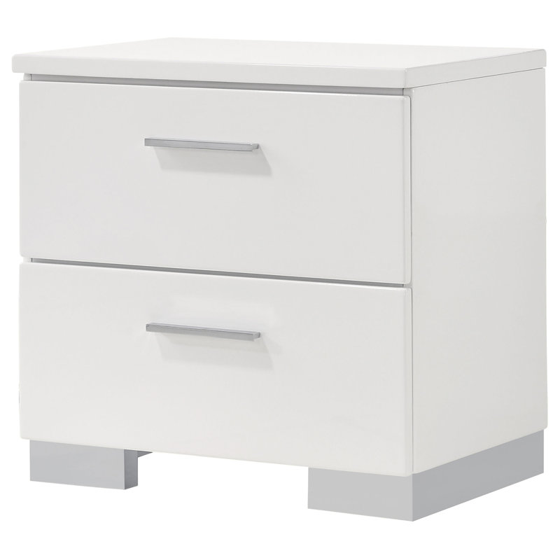 Dulcey White High Gloss 2-Drawer Nightstand