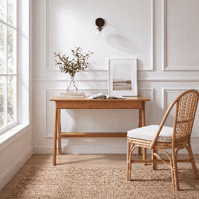 31.5"W Solid Wood Desk with Drawers