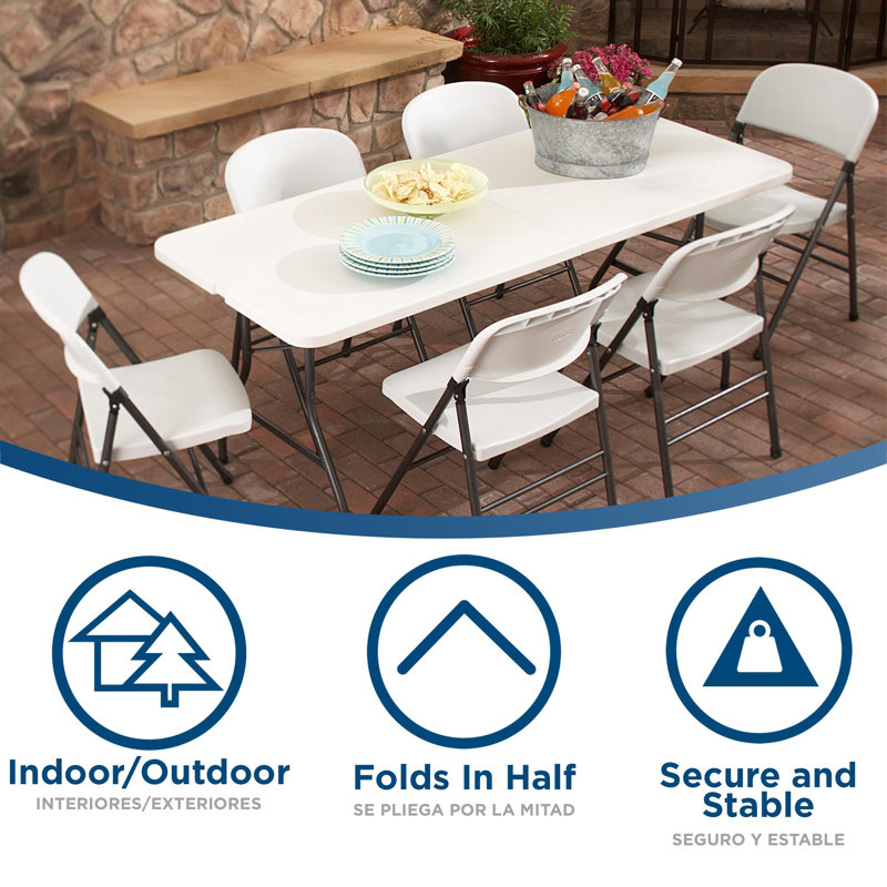 Foot Folding Table 6ft Foldable Picnic Table Lightweight HDPE