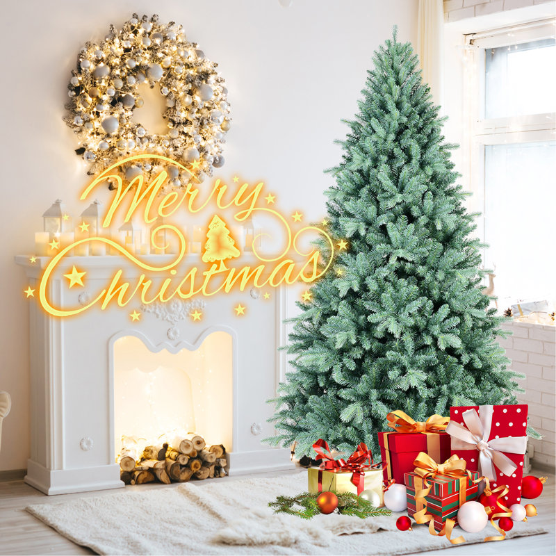 Arbre de Noël bleu / vert teinté en PE / PVC - embouts, branches articulées, aspect naturel, support en métal stable, décoration des Fêtes facile à assembler