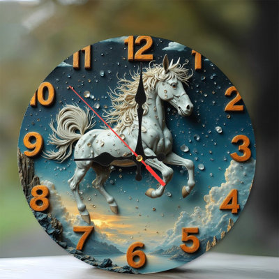 Horloge murale artistique avec un beau design de cheval