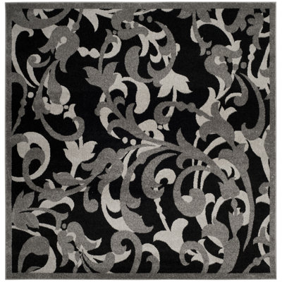 Ammundsen Floral Anthracite/Light Grey Area Rug