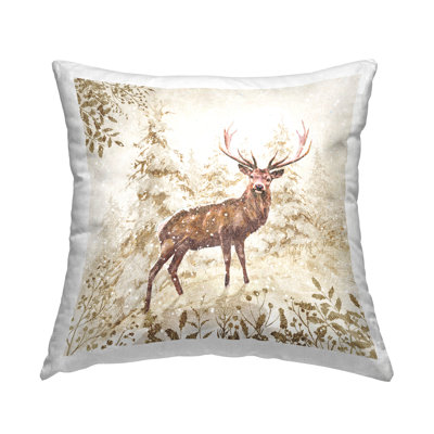 Coussin enneigé avec motif animalier Buck Design