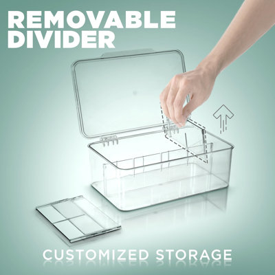 Tea Bag Organizer With Lids, Clear Pantry Storage Box - (3 Pack) Stackable Partition Organizers or Holder With Lids For Drawers, Countertops, Fridge, Kitchen, Snack & Spice Organization