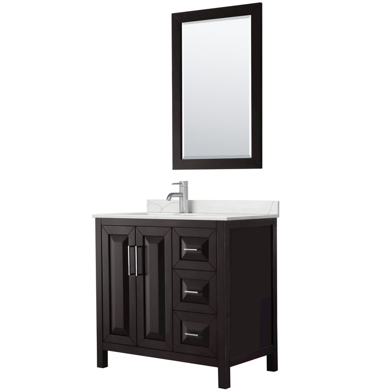 Daria 36'' W Single Vanity, Giotto Quartz, Brown, Polished Chrome