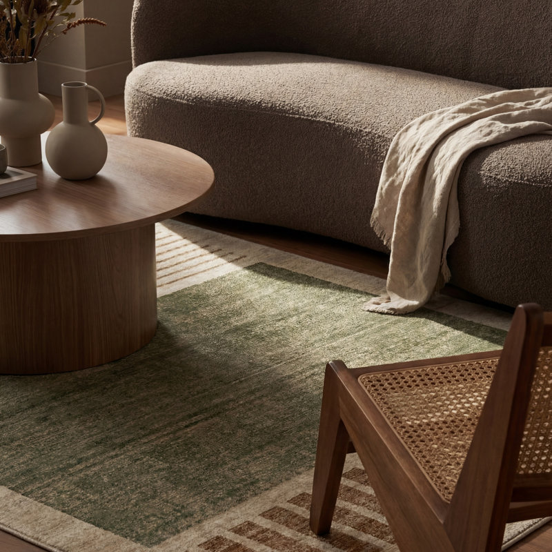  Keeva Modern Striped Fringe Area Rug, Rectangle 8'10" x 12'11", Green/Beige
