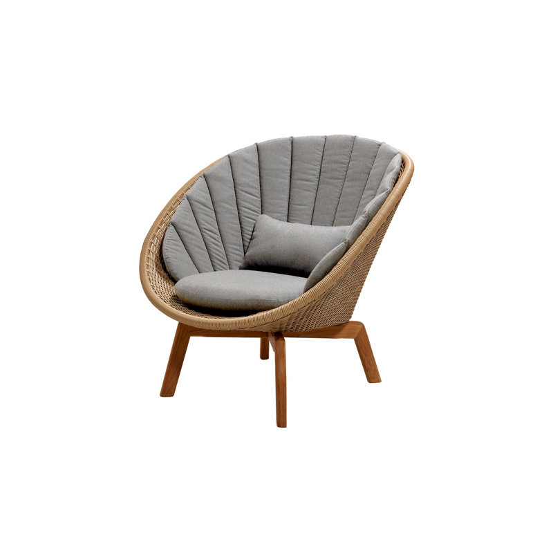Peacock Teak Patio Papasan Chair with Cushions, Taupe