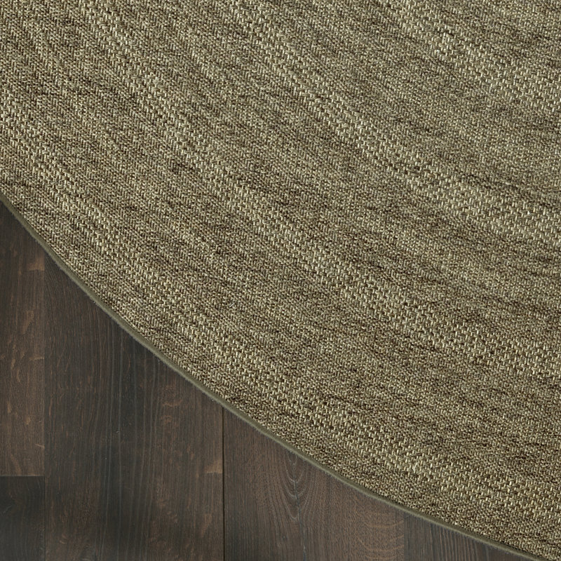 Tapis intérieur / extérieur géométrique Cascio, Olive, Rond 8 pi
