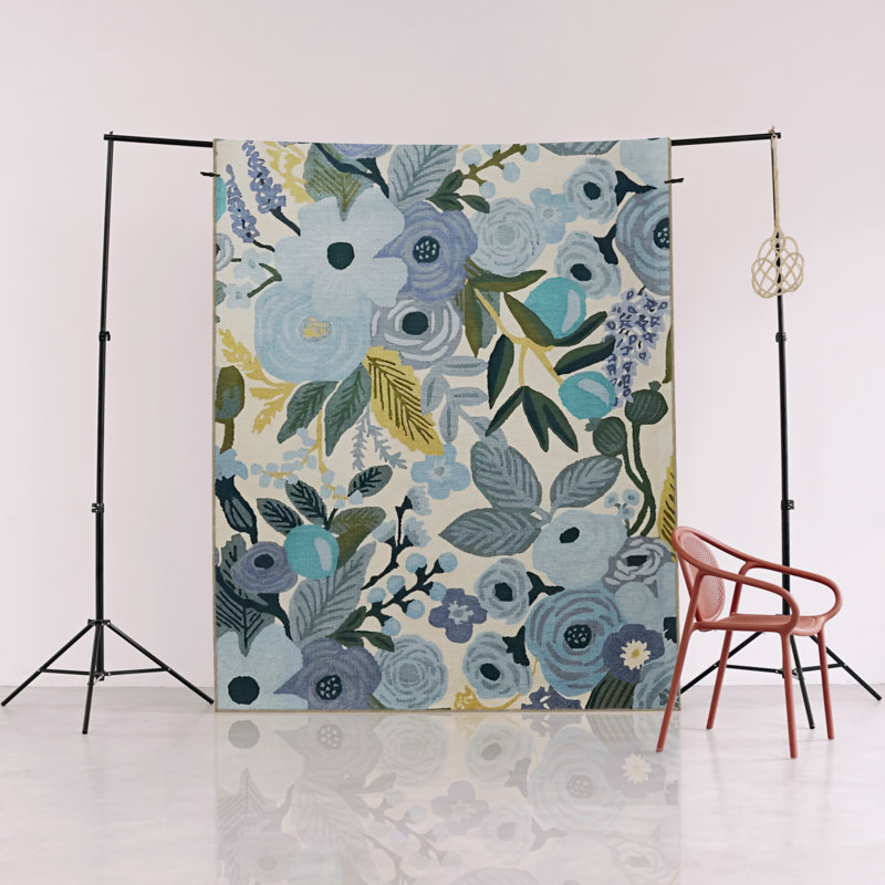 Tapis intérieur / extérieur bleu en polypropylène tissé à la machine Elery, Rectangle 5 pi 1 po x 8 pi 6 po