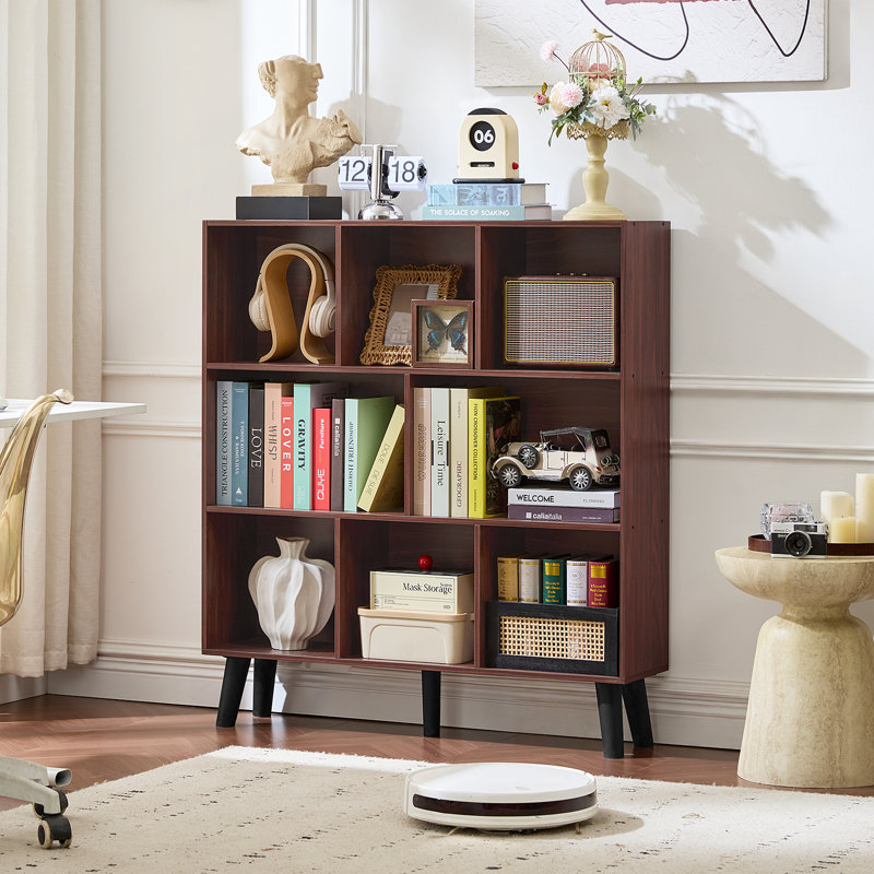 8 Cube Book Shelf,3 Tier Bookshelf With Legs, Modern Open Storage Organizer,Boho Bookcase,Display Cabinet Shelf Free Standing Bookshelves For Bedroom,Living Room,Office