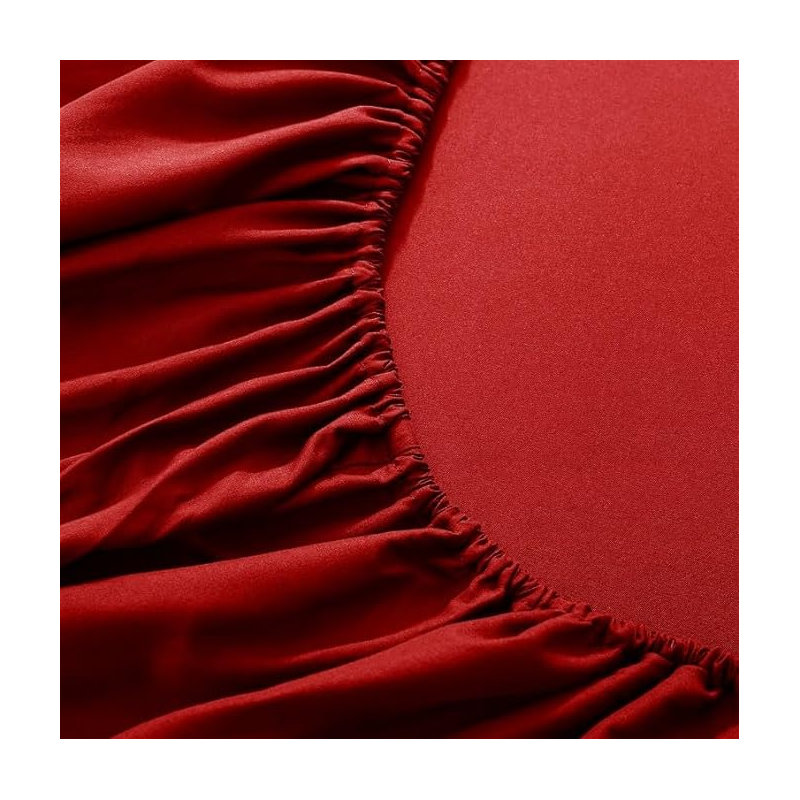 Parizoda Plain Fitted Sheet Extra Deep Pocket 30Cm , Elastic Pocket Breathable, Super King (6'), Red