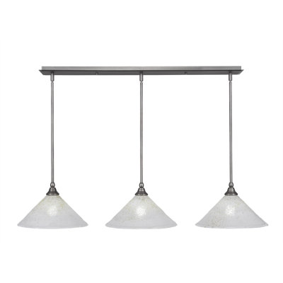 3 Light Stem Hung Linear Pendalier Shown With 12" Crystal Glass
