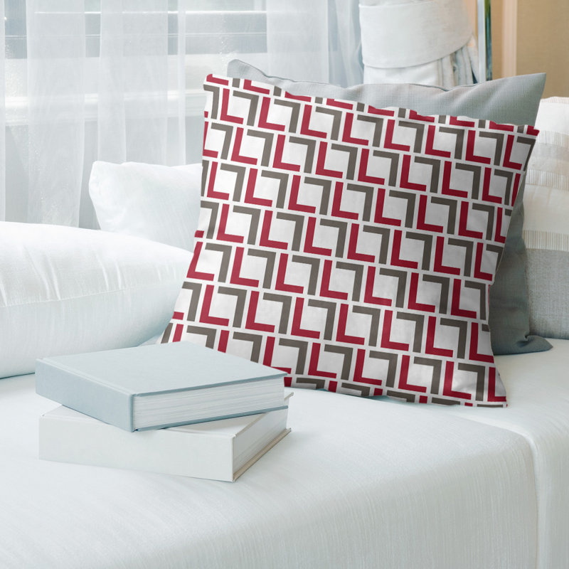 Housse de coussin Tampa Bay, Blanc / rouge / blanc, 26 po x 26 po, Polyester filé
