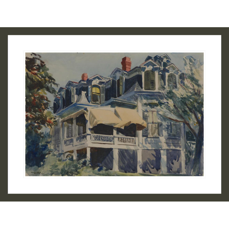 Le toit de la mansarde par Edward Hopper - impression giclée encadrée, H 22,43 po x l 29,5 po