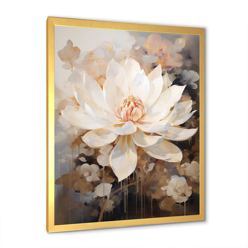 Rétro connexion de lotus sur toile, Cadre doré simple, H 32 po x l 16 po x P 1 po