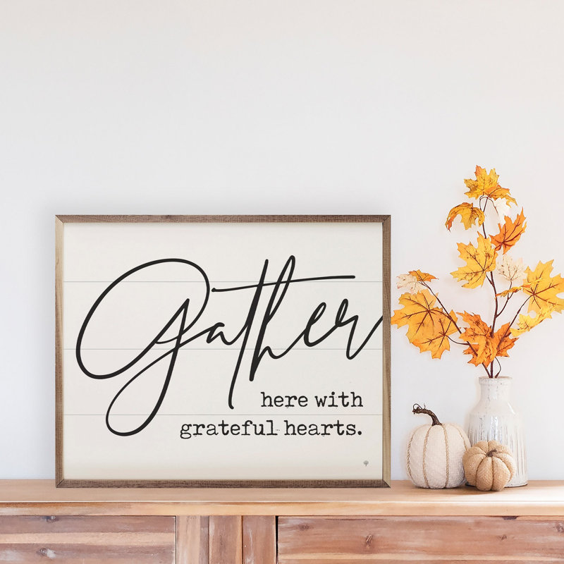 Gather Here With Grateful Hearts White, 8" H x 10" W