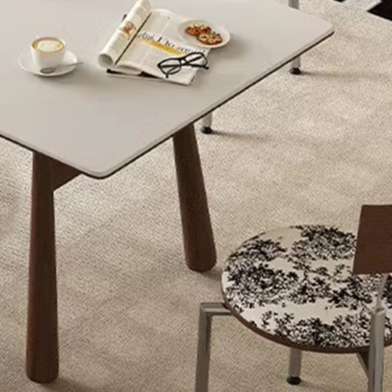 Une table de salle à manger en granit avec une tablette de rangement, Blanc, 29.5"H x 55.1"L x 31.4"W