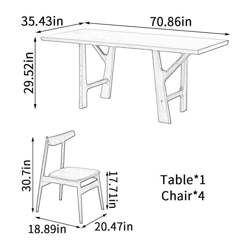 Table de salle à manger Creative Branch, H 29,52 po x L 70,86 po x l 35,43 po