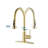Brushed Gold Pull Down Kitchen Faucet With Soap Dispenser, Stainless Steel | Gift Idea-122634029