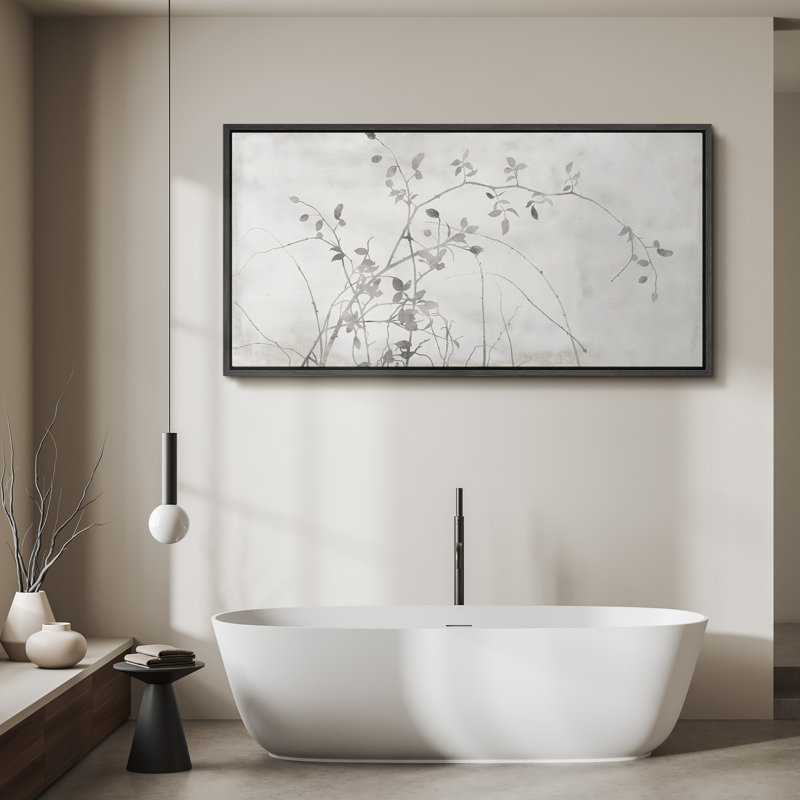 " Elegant Botanical Shadow Silhouettes Rustic Retro Art Decor Extra Large Artwork Pictures ", 30" H x 60" W, Black