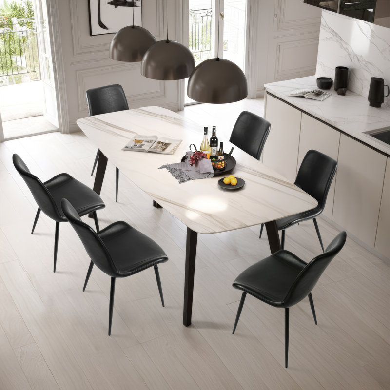 Chaises d'appoint de salle à manger avec pieds robustes en métal noir, 4, Noir