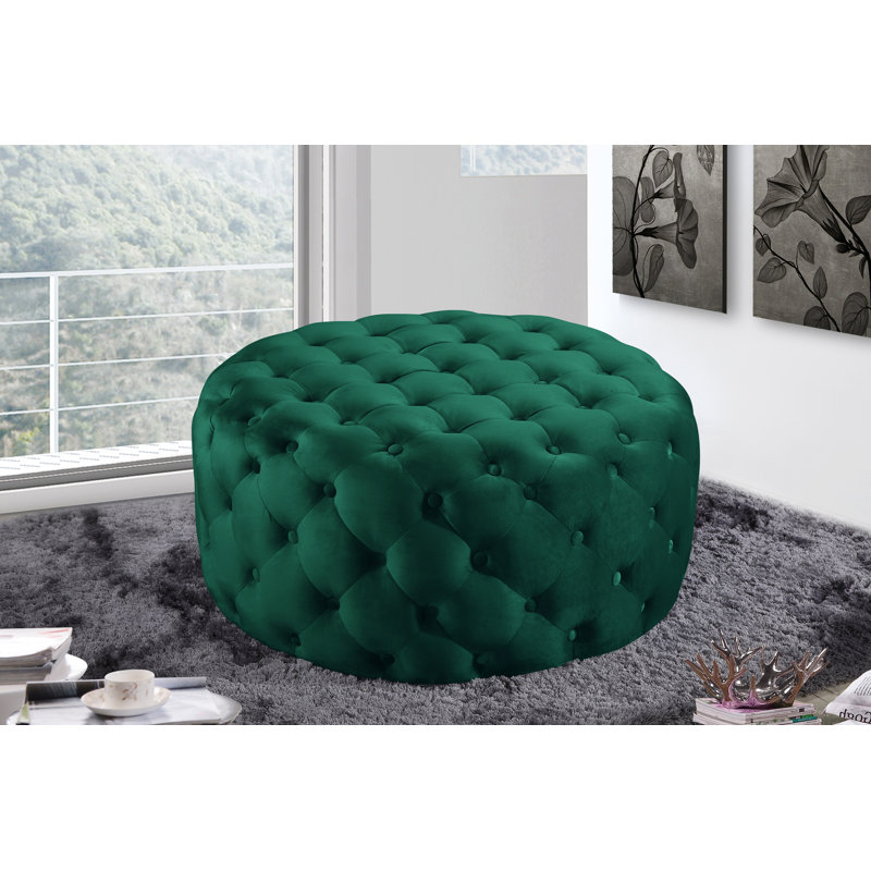 Plattsburgh Velvet Ottoman, Green Velvet