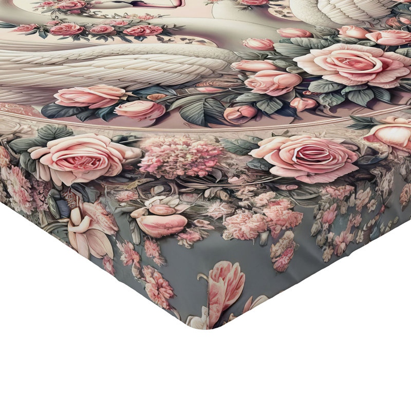 Microfiber Floral Fitted Sheet, King