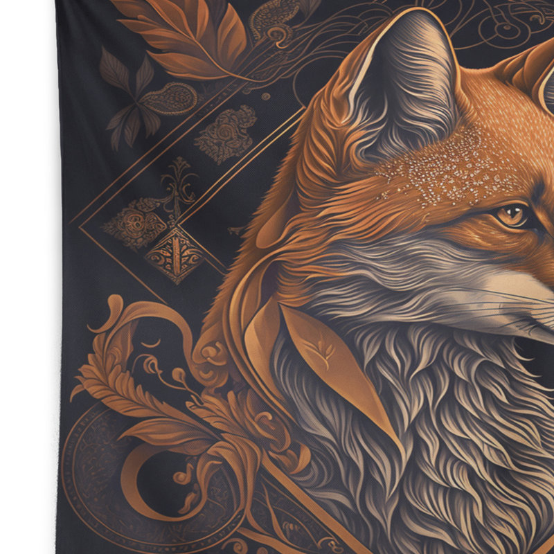 Retro Graphic Fox I Polyester Tapestry, 50" H x 60" W
