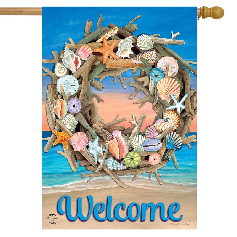 Drapeau de maison d'été Driftwood Wreath