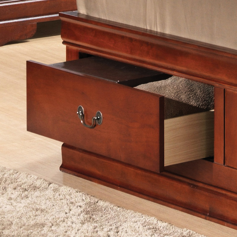 Grand lit de rangement en cerisier Clever - H 49 po x l 67 po x P 87 po, sous la finition intelligente et riche, chambre à coucher traditionnelle utilitaire spectaculaire, Allure