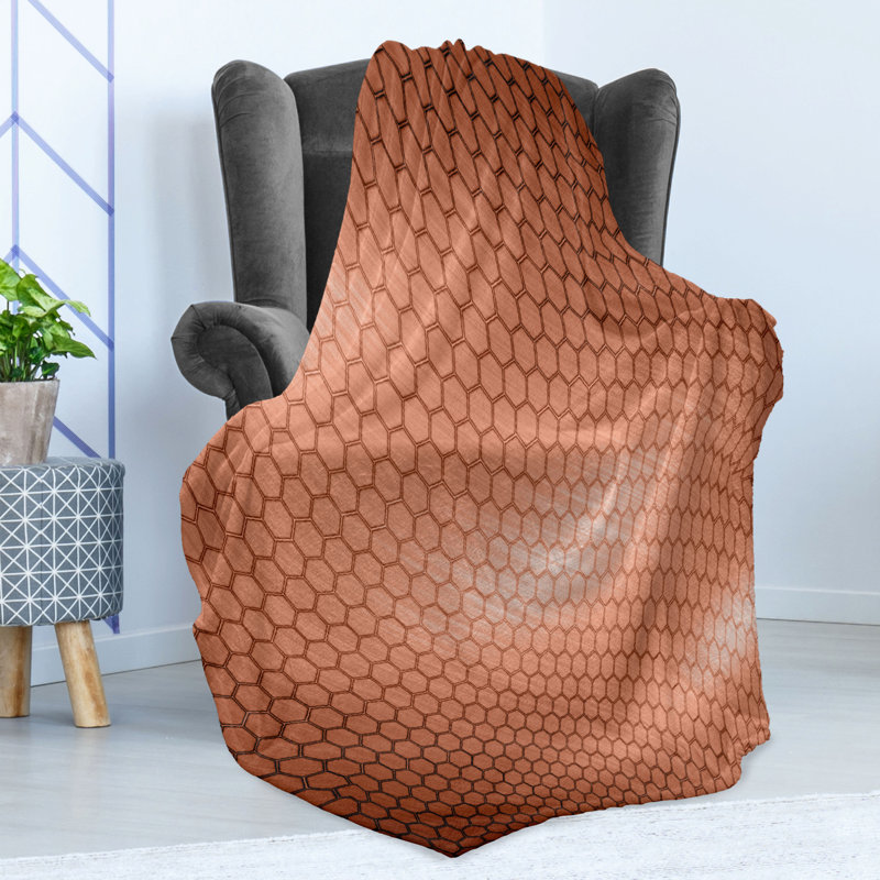 Ambesonne Abstract Fleece Throw Blanket Comb Pattern Waves  Pale Rust, 70" W x 90" L