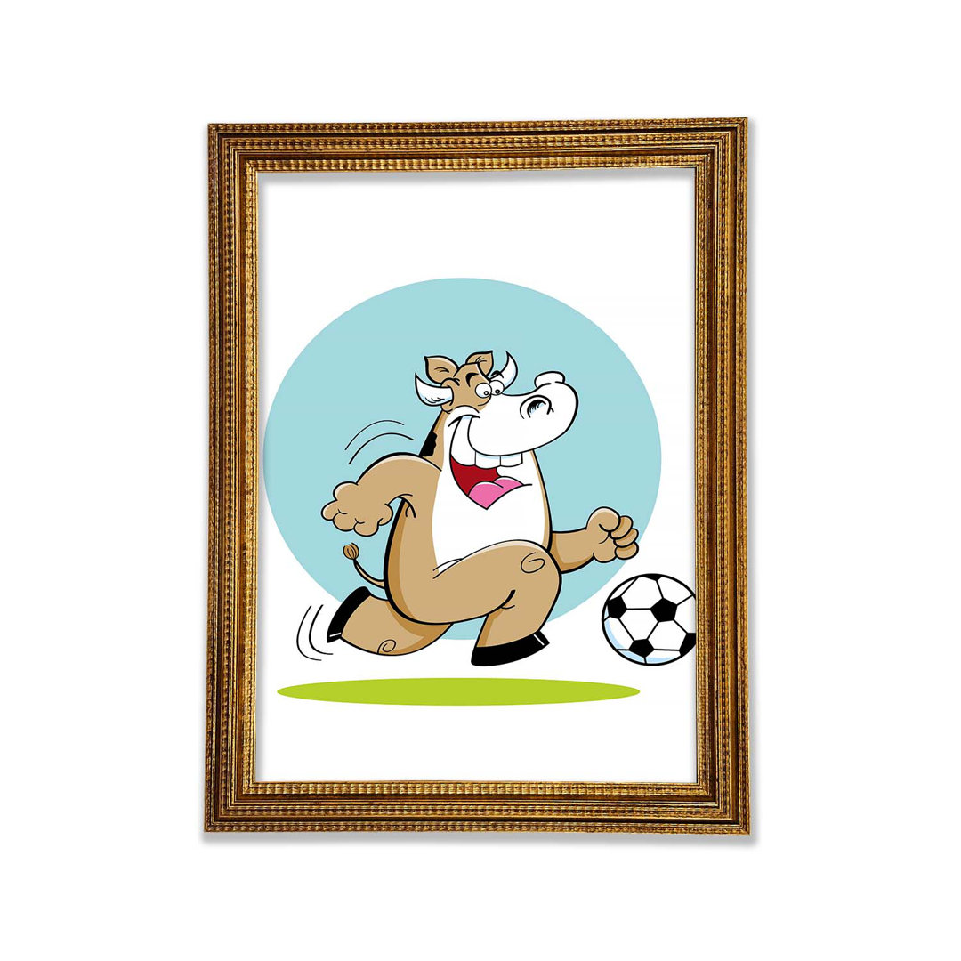 Football Bull Fun Gerahmter Druck