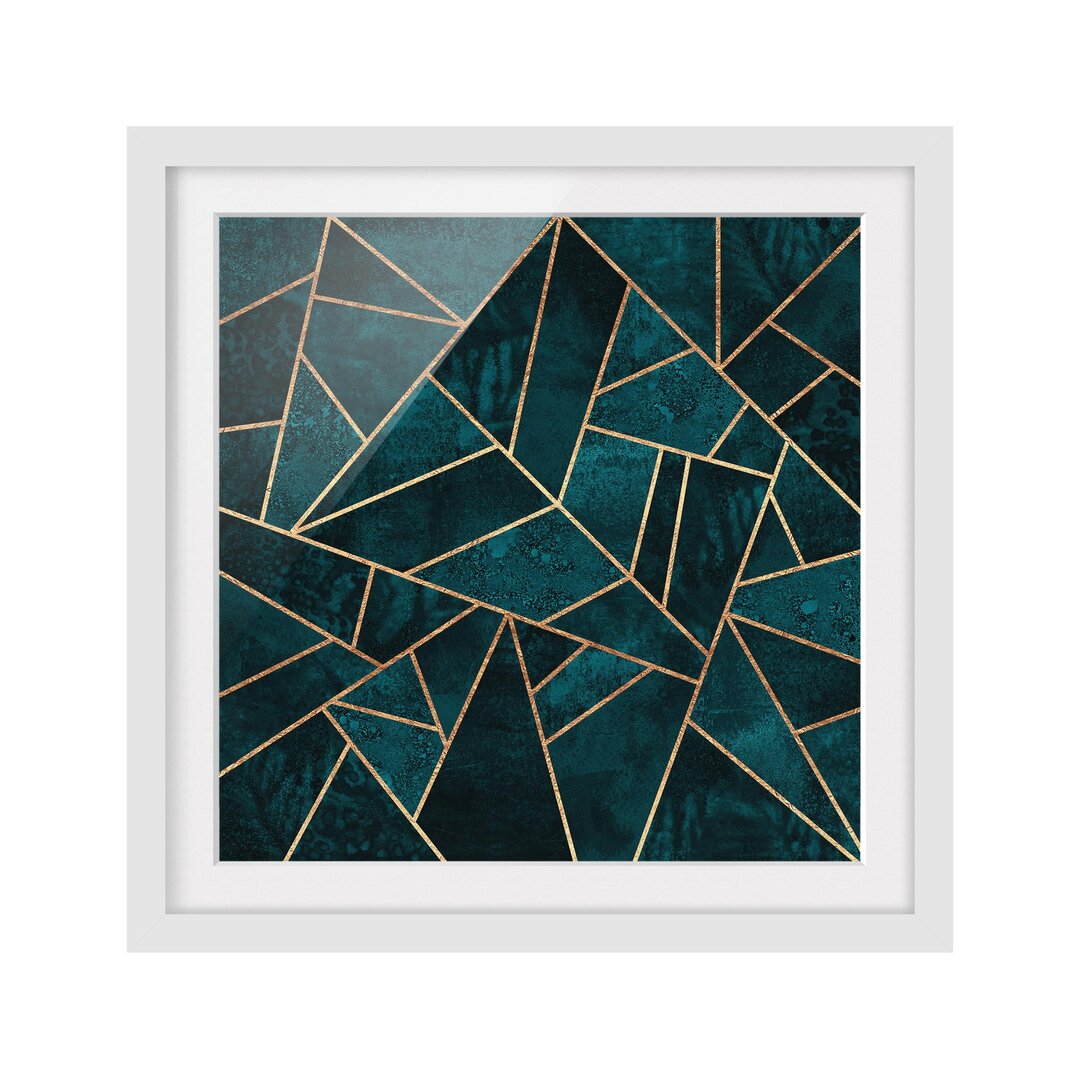 Gerahmter Grafikdruck Dark Turquoise with Gold