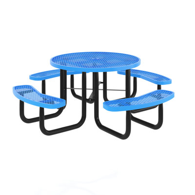Darmit Round Steel Outdoor Picnic Table Yes , 82.5 " W 82.5 " D