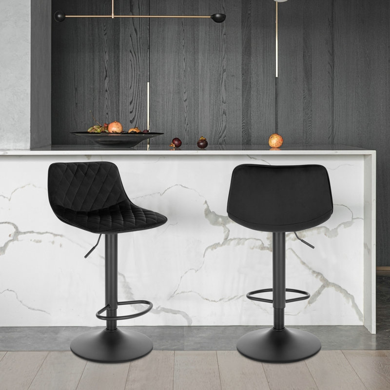 Rhona Height Adjustable Swivel Bar Stool, Black