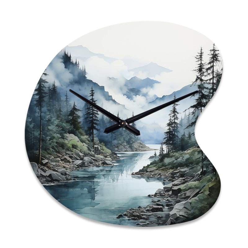 Horloge murale en métal gris gris et bleu, Petit
