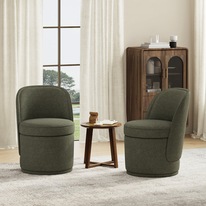 Fauteuil d'appoint pivotant rembourré avec rangement, sans assemblage requis, Vert