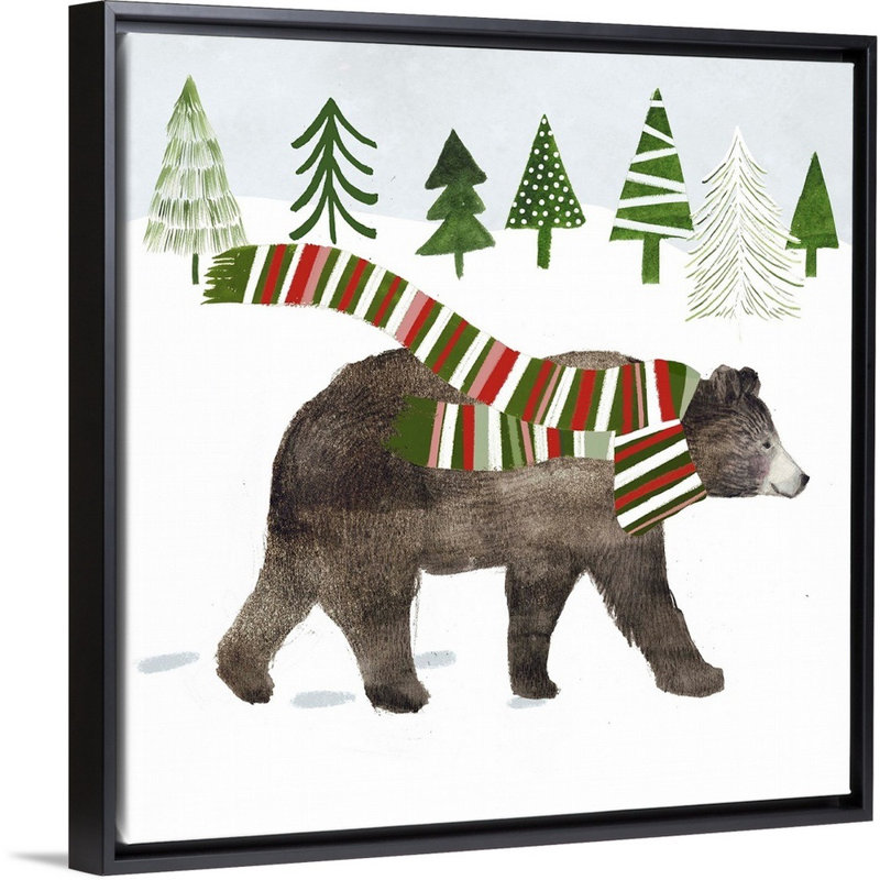 Reproduction d’art sur toile Woodland Christmas I par Victoria Borges, Cadre noir, 38" H x 38" W x 1.75" D
