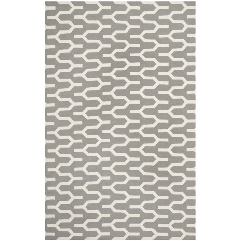 Normal Geometric Wool Hand Woven Area Rug, Rectangle 183 x 274 cm
